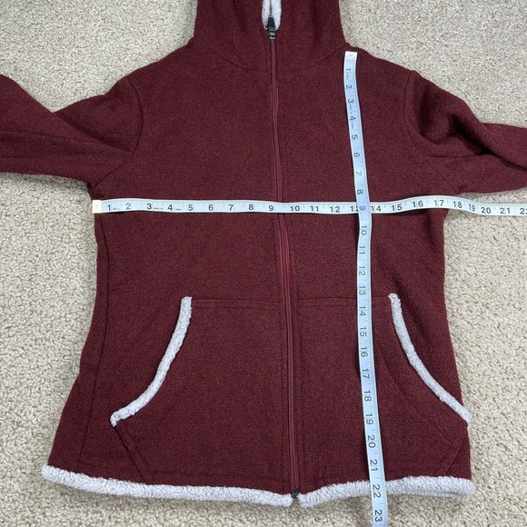 KUHL Hoodie Sherpa Jacket Full Zip Alfpaca Fleece Maroon Women’s Sz Small - Picture 9 of 9